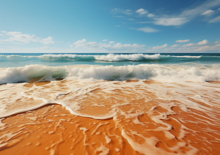 Beautiful seascape with waves on sandy beach. Nature composition.の素材