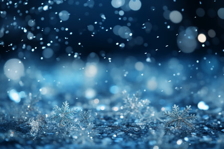 Christmas background with snowflakes and bokeh. 3D renderingの素材