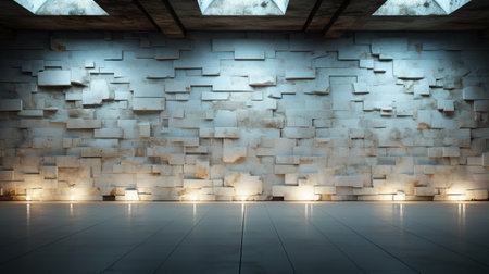 3d rendering of modern interior with concrete wall and light spotlightsの素材