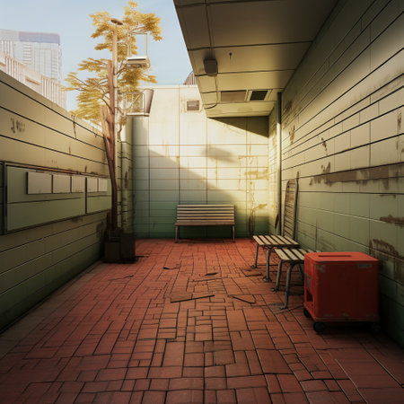Abandoned office building, 3d render, toned imageの素材
