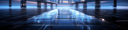 3d render of abstract technology background. High tech concept. Futuristic interior.の素材