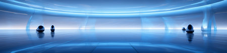 Futuristic abstract background with blue lights and space for your textの素材