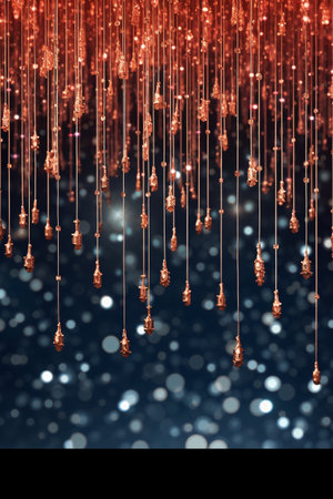 Christmas background with bokeh lights and snowflakes. 3d renderの素材