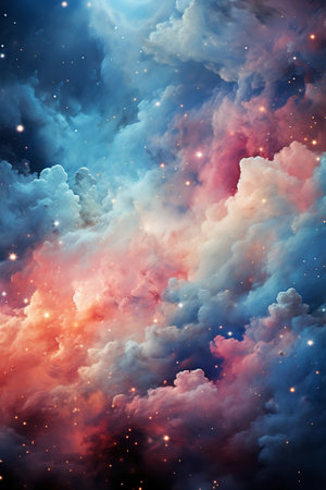 Space background with nebula, stars and galaxies. Color toned.の素材