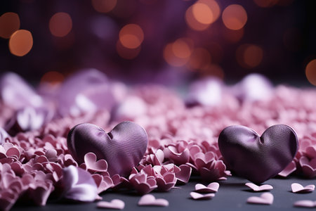 Valentine's day background with hearts on bokeh backgroundの素材