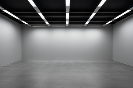 Empty gallery interior with white walls and tiled floor. Mock up, 3D renderingの素材