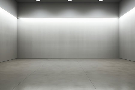 Empty gallery interior with spotlights. Mock up, 3D renderingの素材