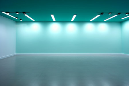 Interior of empty room with wall and spotlights, 3d renderの素材