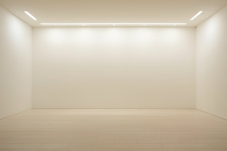 Empty room with white wall and floor. 3D Rendering.の素材