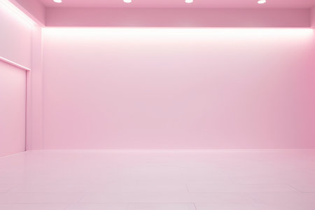 Pink empty room with pink wall and white floor. 3d renderingの素材
