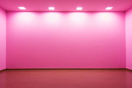 Pink empty room with light from the ceiling. 3d rendering.の素材