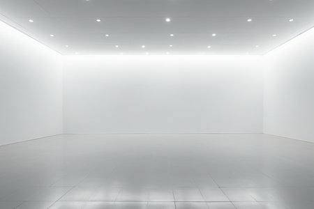 Empty white room with white wall and floor. 3d rendering.の素材