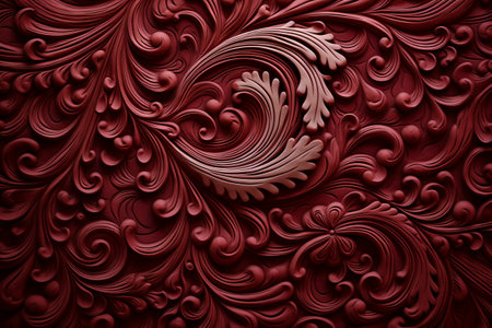 Abstract red background with swirls and spirals. 3d renderingの素材
