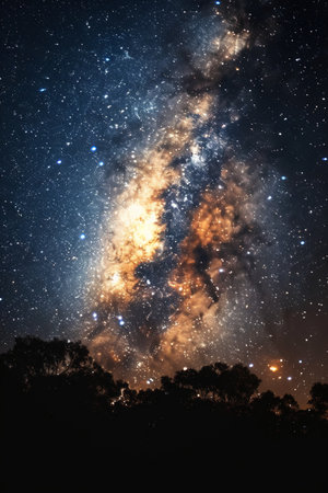 Milky way galaxy with stars and space dust in the universe.の素材