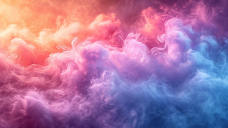 Fantasy cloud of blue, pink and purple smoke on a black isolated background. Background from the smoke of vapeの素材