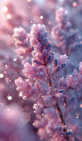 Beautiful winter background with snowflakes and dew drops.の素材