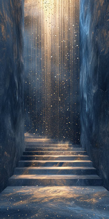 Stairway to the light. 3d rendering. Computer digital drawing.の素材
