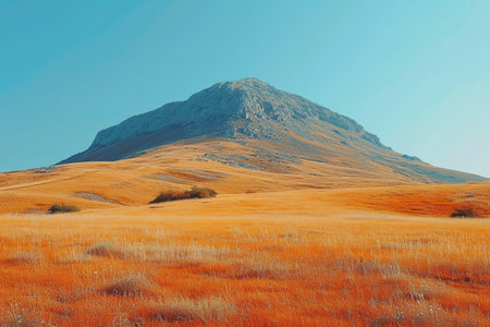 Mountain in the steppe on a background of the blue skyの素材