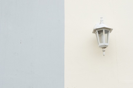 lamp on two color wallの写真素材