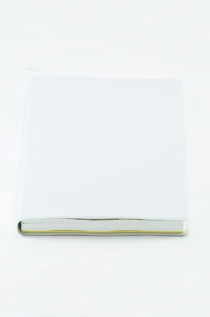 Blank book cover grey isolated on whiteの写真素材
