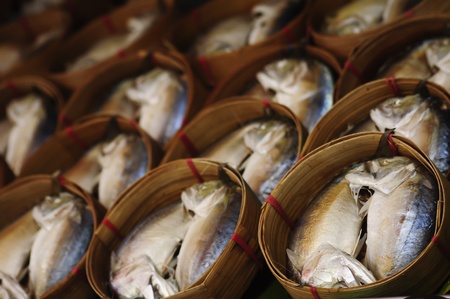 Thai Mackerel in basketの写真素材