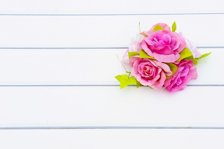 Pink flowers on the tableの写真素材