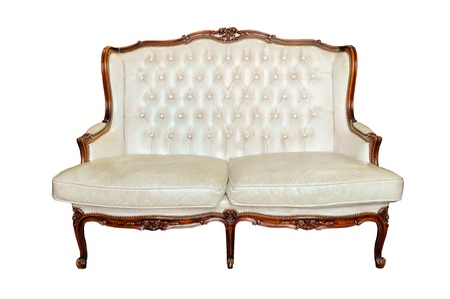 Vintage sofa isolated on whiteの写真素材