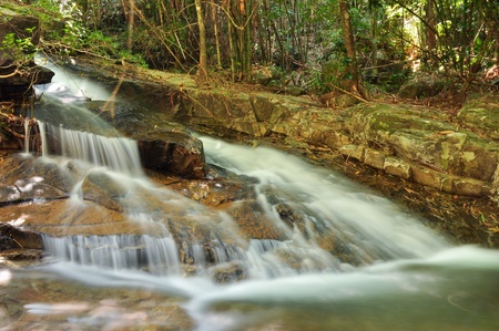 Deep forest waterfall in Rayong,Thailandの写真素材