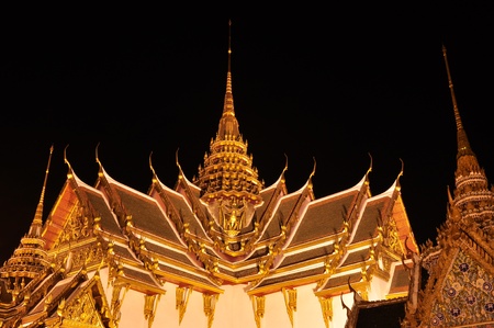 The Grand Palace at The Emerald Buddha temple in the night, Wat Phra Kaew  Bangkok, Thailand の写真素材