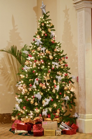 Christmas tree with decorationの写真素材