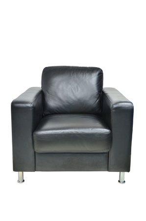 Leather black chair isolatedの写真素材