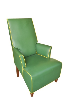 Leather green chair isolatedのeditorial素材