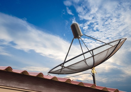 Satellite dish with blue skyのeditorial素材
