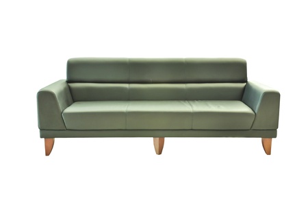 Leather black sofa isolated の写真素材