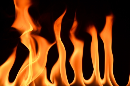 Fire frame on black backgroundの写真素材