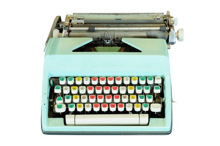 Vintage typewriter isolated on whiteの写真素材