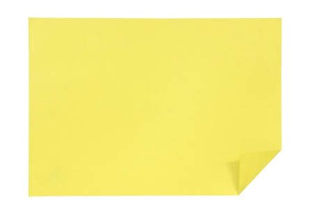 Yellow paper isolated on whiteの写真素材