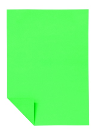 Green paper isolated on whiteの写真素材