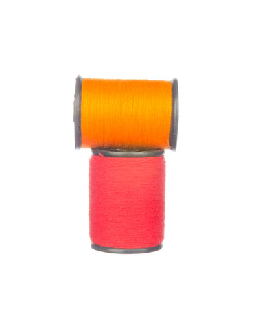 Colourful red and orange thread isolated on white background