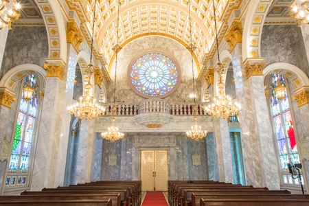 Interior inside a Catholic Church, Assumption University, Bangna, Thailandのeditorial素材