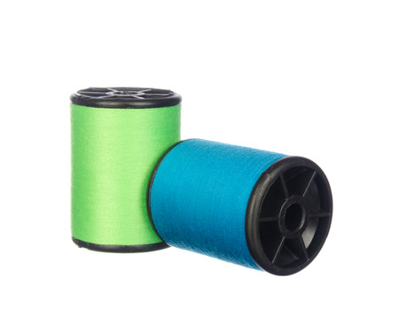Colourful threads isolated on white backgroundの写真素材