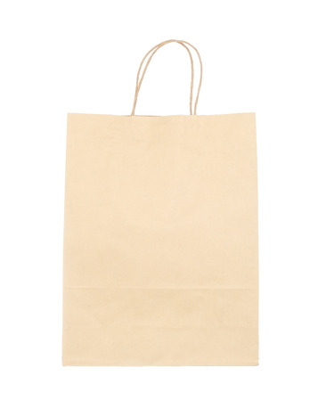 Empty brown paper bag isolated on white backgroundの写真素材