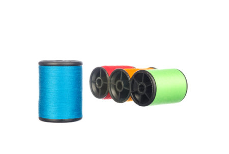 Colourful thread isolated on white backgroundの写真素材