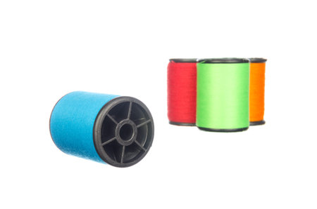 Colourful thread isolated on white backgroundの写真素材