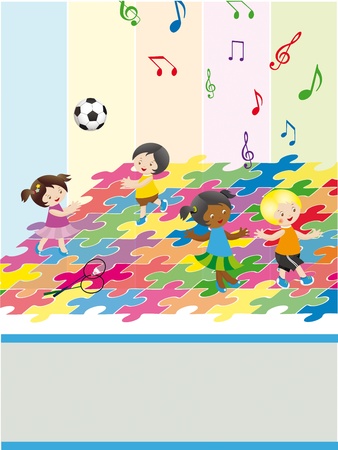 Plaing and dencing girls and boysの写真素材