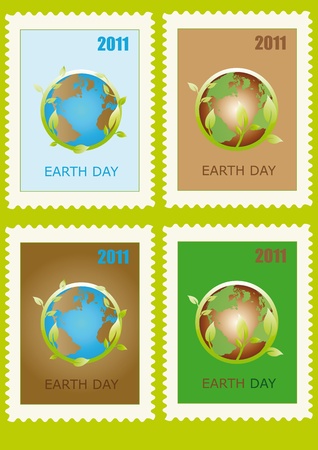 Stamp with planet symbol on Earth Dayの写真素材