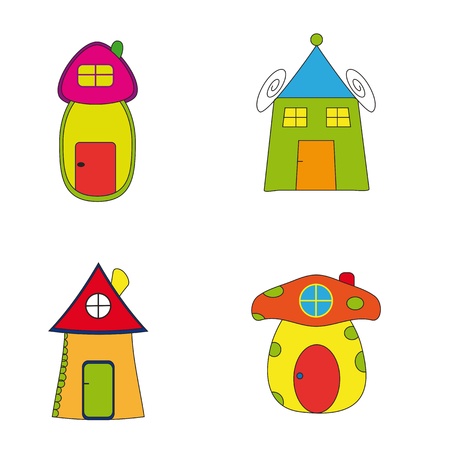 Four colourful icons show story housesのイラスト素材