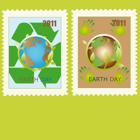 Stamp with planet symbol on Earth Dayのイラスト素材