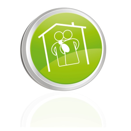 Green button with family symbolのイラスト素材