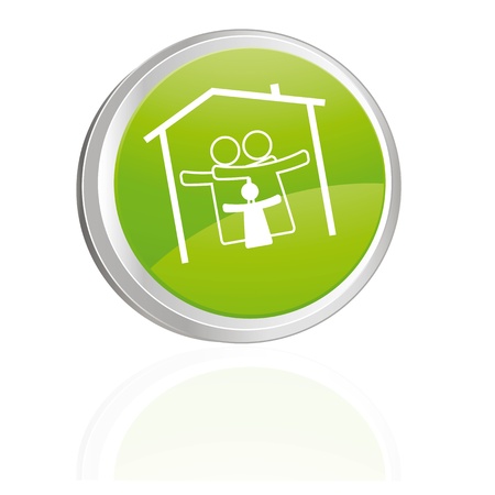 Green button with family symbolのイラスト素材